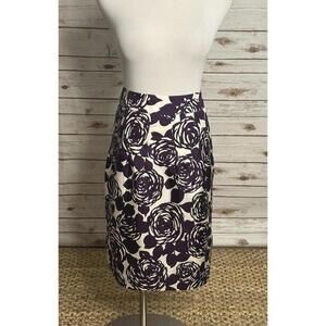 Boden office siren business casual purple silk floral pencil skirt Size 14R